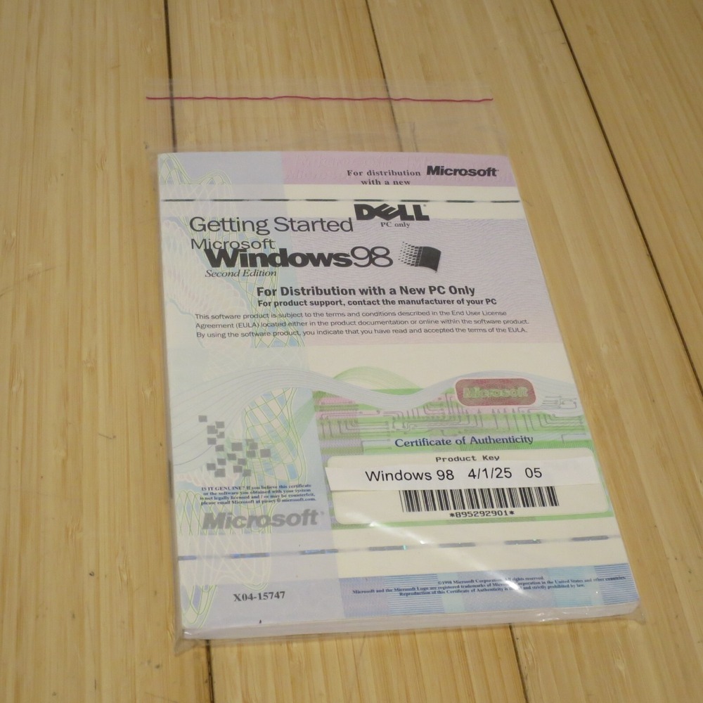 Microsoft X03-15747 DELL Windows 98 SE - COA &‎ Manual only (NO CD) - 05